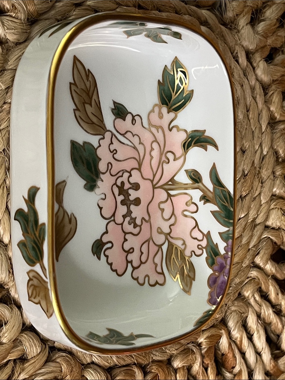 Discontinued Fitz&Floyd “Cloisonné Peony” Patterned - Soap Dish, With Gold Trim - Picture 5 of 8